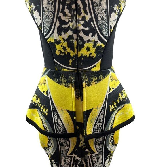 River Island Abstract Printed Peplum Scuba Neoprene Bodycon Dress US 4 UK 8 - Picture 8 of 12